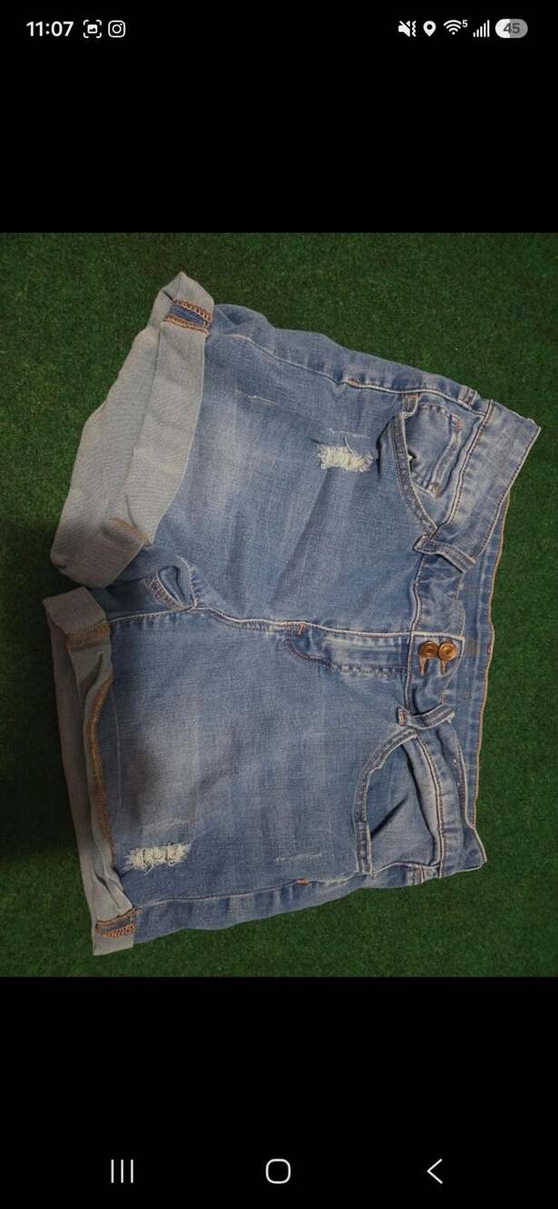 SO Denim Shorts Size 15 Blue Mid Rise Cuffed Distressed